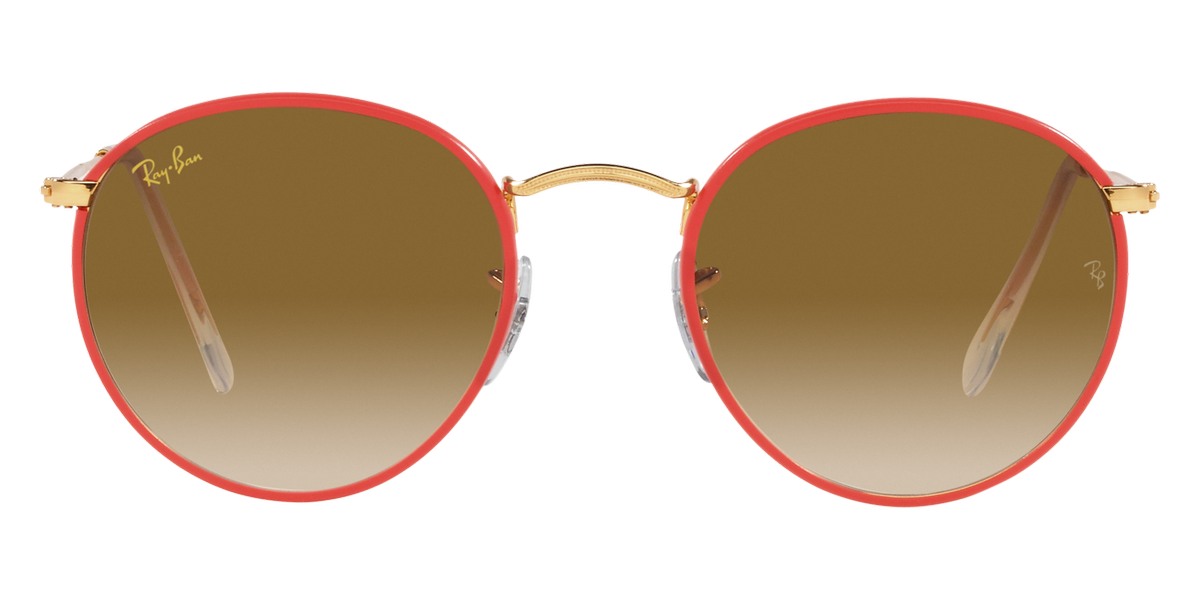 Ray-Ban® Round Full Color RB3447Jm RB3447JM 919651 50 - Red On Legend Gold with Clear Gradient Brown lenses Sunglasses