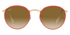 Ray-Ban® Round Full Color RB3447Jm RB3447JM 919651 50 - Red On Legend Gold with Clear Gradient Brown lenses Sunglasses