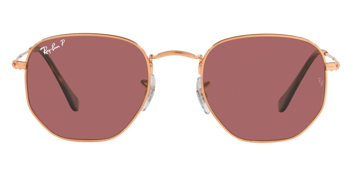 Ray-Ban® HEXAGONAL 0RB3548N RB3548N 9202AF 51 - Rose Gold with Polarized Purple lenses Sunglasses