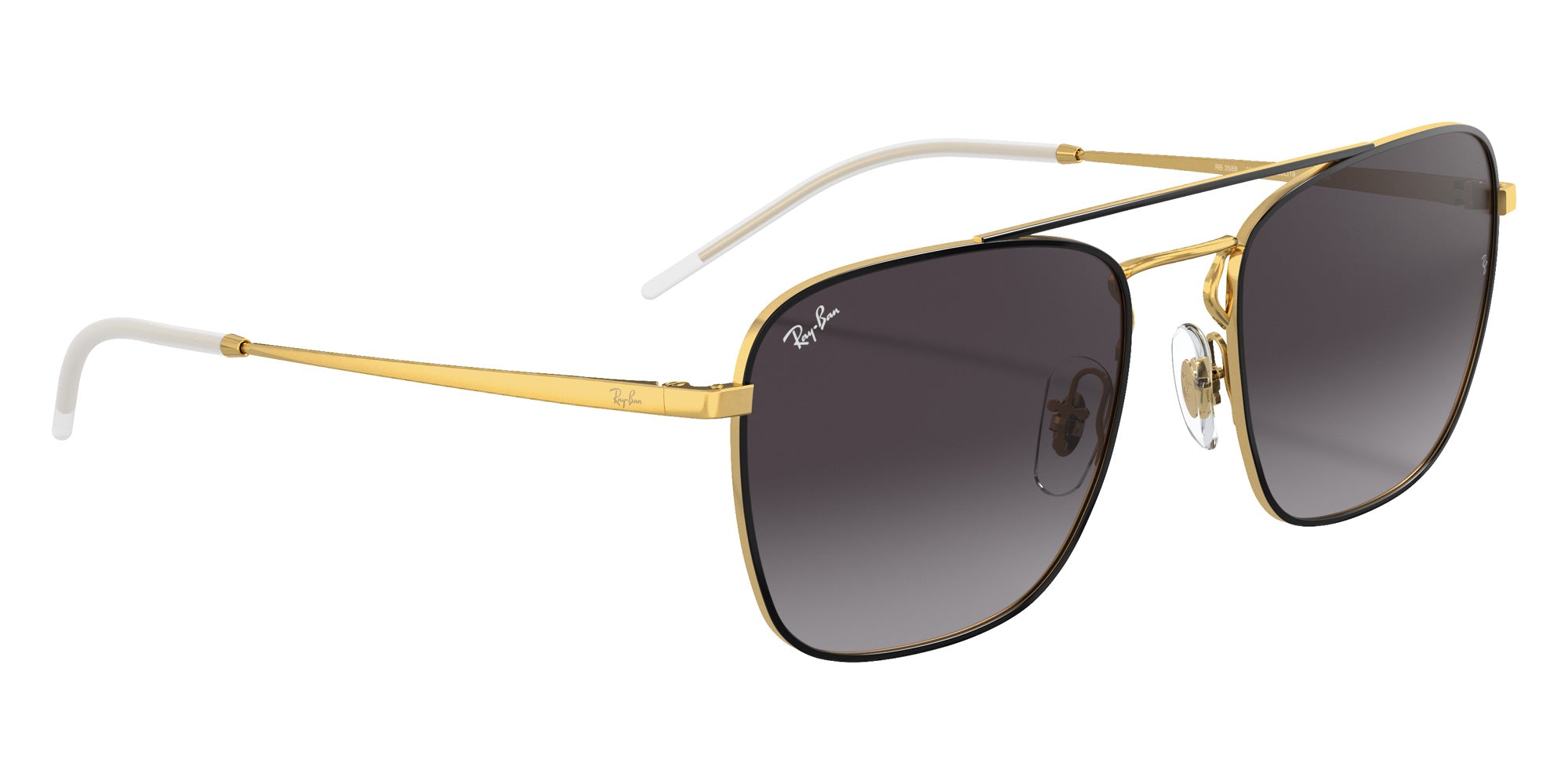 Ray-Ban® RB3588 RB3588 90548G 55 Sunglasses - Black On Gold