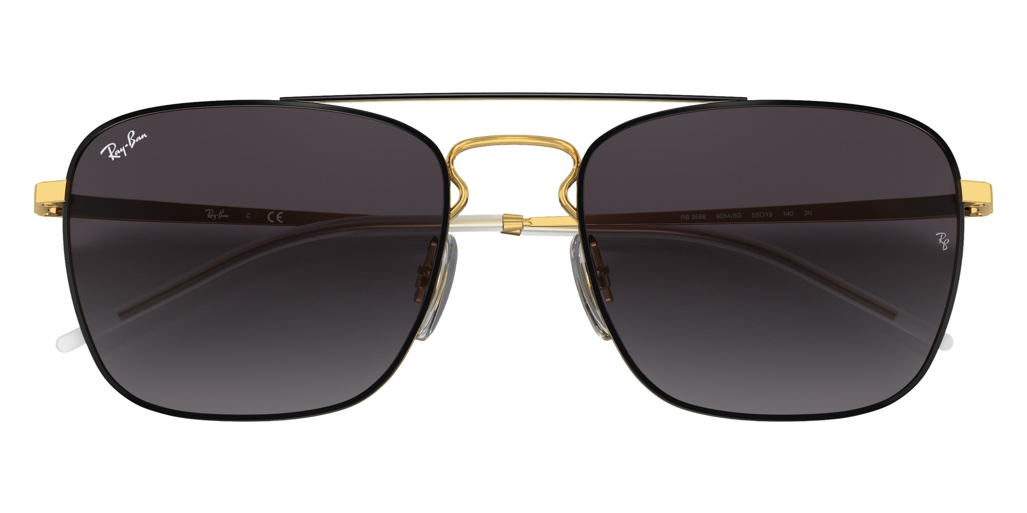 Ray-Ban® RB3588 RB3588 90548G 55 Sunglasses - Black On Gold