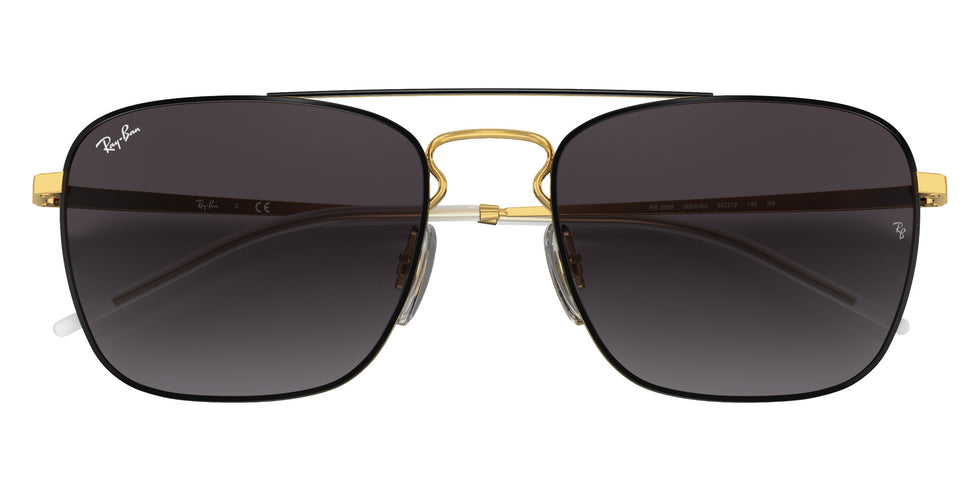 Ray-Ban® RB3588 RB3588 90548G 55 Sunglasses - Black On Gold