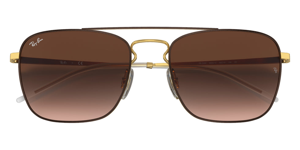 Ray-Ban® RB3588 RB3588 905513 55 Sunglasses - Brown On Gold