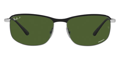 Ray-Ban® CHROMANCE 0RB3671CH RB3671CH 9144P1 60 - Black On Silver with Polarized Dark Green lenses Sunglasses