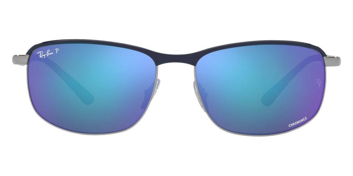 Ray-Ban® CHROMANCE 0RB3671CH RB3671CH 92044L 60 - Blue On Gunmetal with Polarized Gray Mirrored Blue lenses Sunglasses