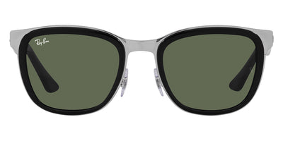 Ray-Ban® CLYDE 0RB3709 RB3709 003/71 53 - Black on Silver with Dark Green lenses Sunglasses