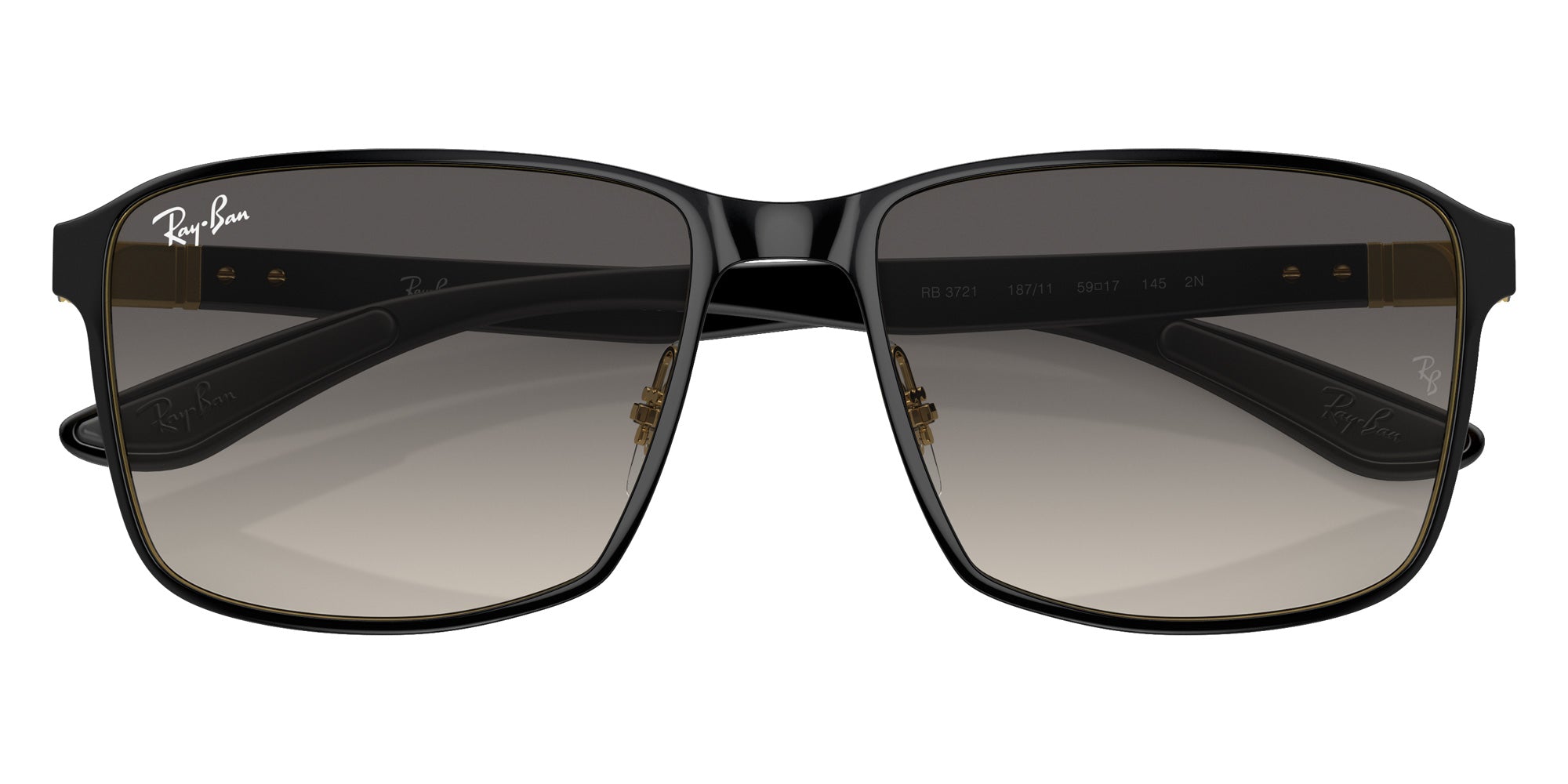 Ray-Ban® RB3721 RB3721 187/11 59 Sunglasses - Black On Gold