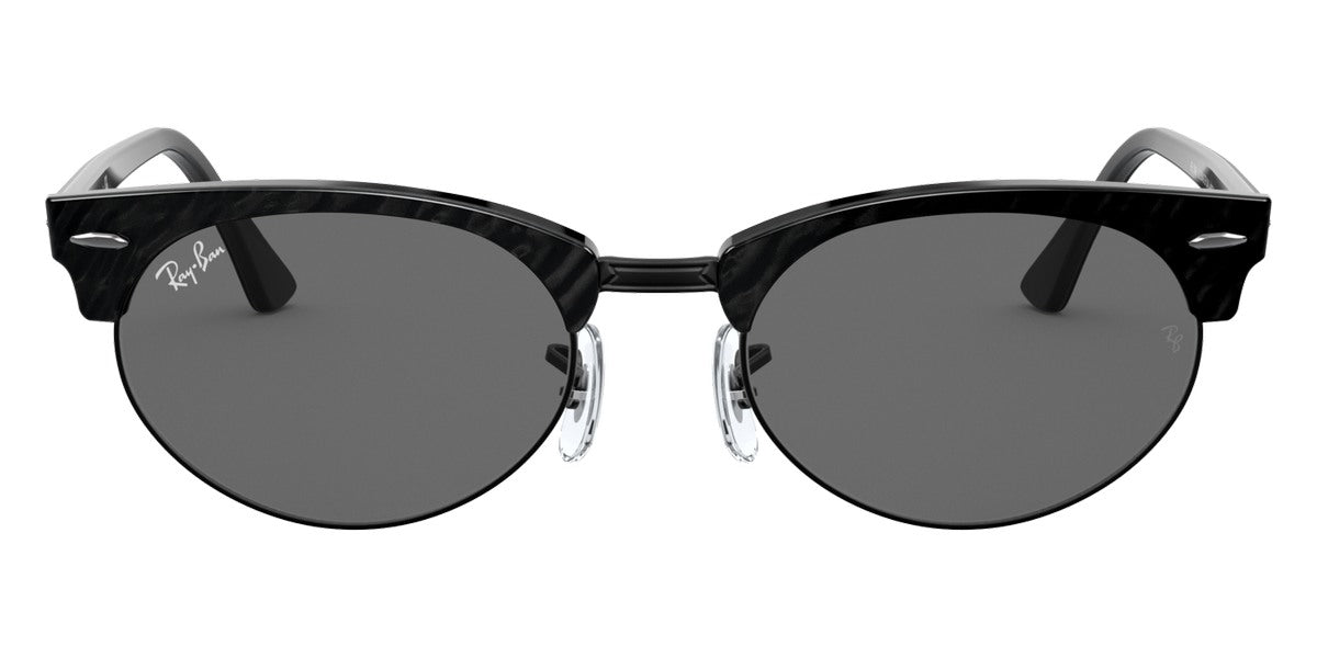 Ray-Ban® CLUBMASTER OVAL 0RB3946 RB3946 1305B1 52 - Wrinkled Black On Black with Dark Gray lenses Sunglasses