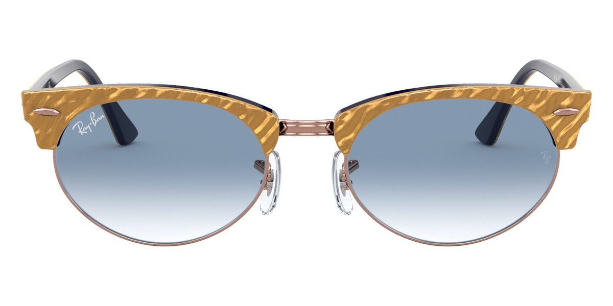 Ray-Ban® CLUBMASTER OVAL 0RB3946 RB3946 13063F 52 - Wrinkled Beige On Blue with Clear Gradient Blue lenses Sunglasses