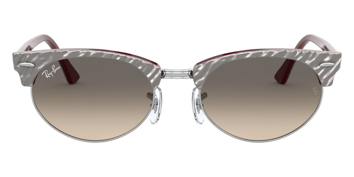 Ray-Ban® CLUBMASTER OVAL 0RB3946 RB3946 130732 52 - Wrinkled Gray On Bordeaux with Clear Gradient Gray lenses Sunglasses