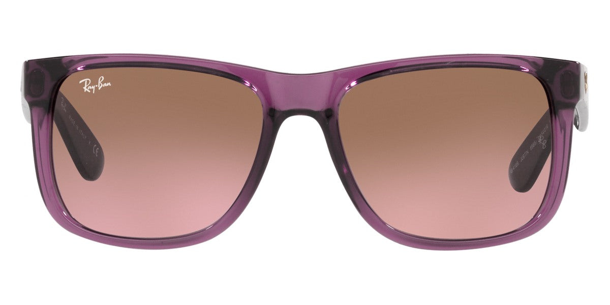 Ray-Ban® Justin RB4165 RB4165 6597T5 55 - Transparent Dark Brown with Gradient Brown Polarized lenses Sunglasses