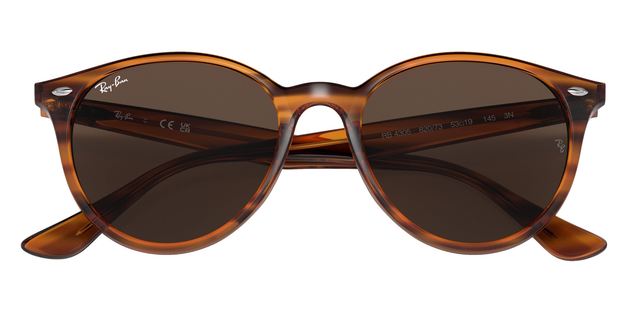 Ray-Ban® RB4305 RB4305 820/73 53 Sunglasses - Striped Red Havana