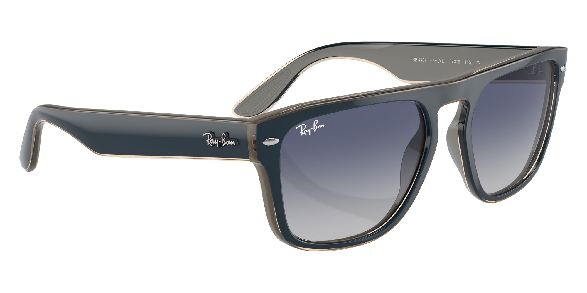 Ray-Ban® RB4407 RB4407 67304L 57 Sunglasses - Blue/Gray/Transparent Light Brown