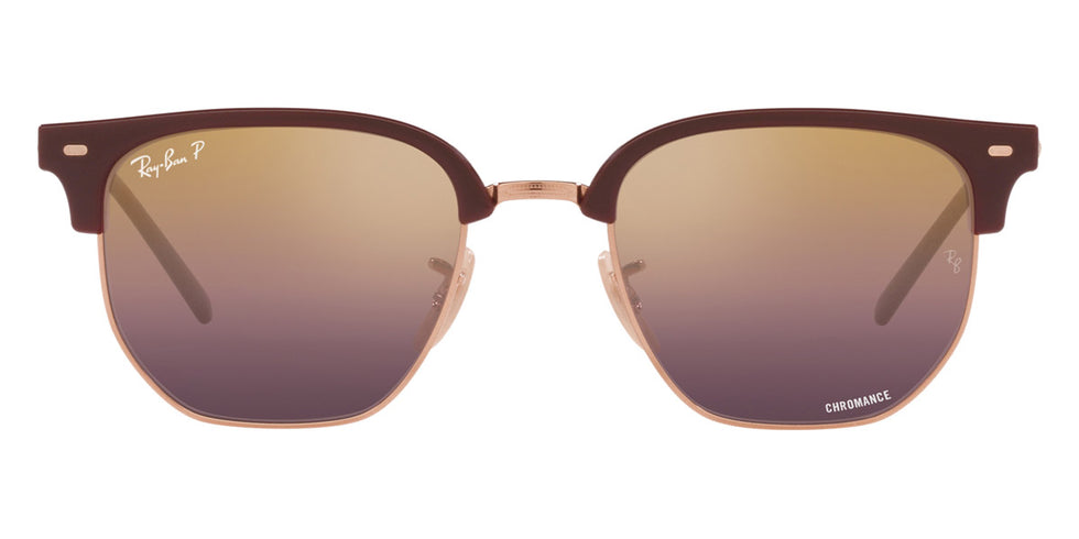 Ray-Ban® New Clubmaster RB4416F RB4416F 6654G9 55 - Bordeaux on Rose Gold with Polarized Wine lenses Sunglasses