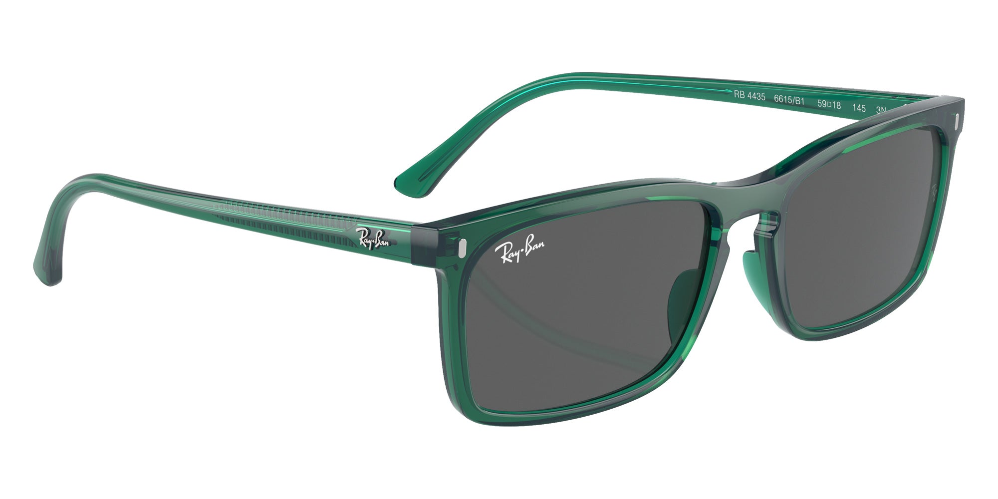 Ray-Ban® RB4435 RB4435 6615B1 59 Sunglasses - Transparent Green