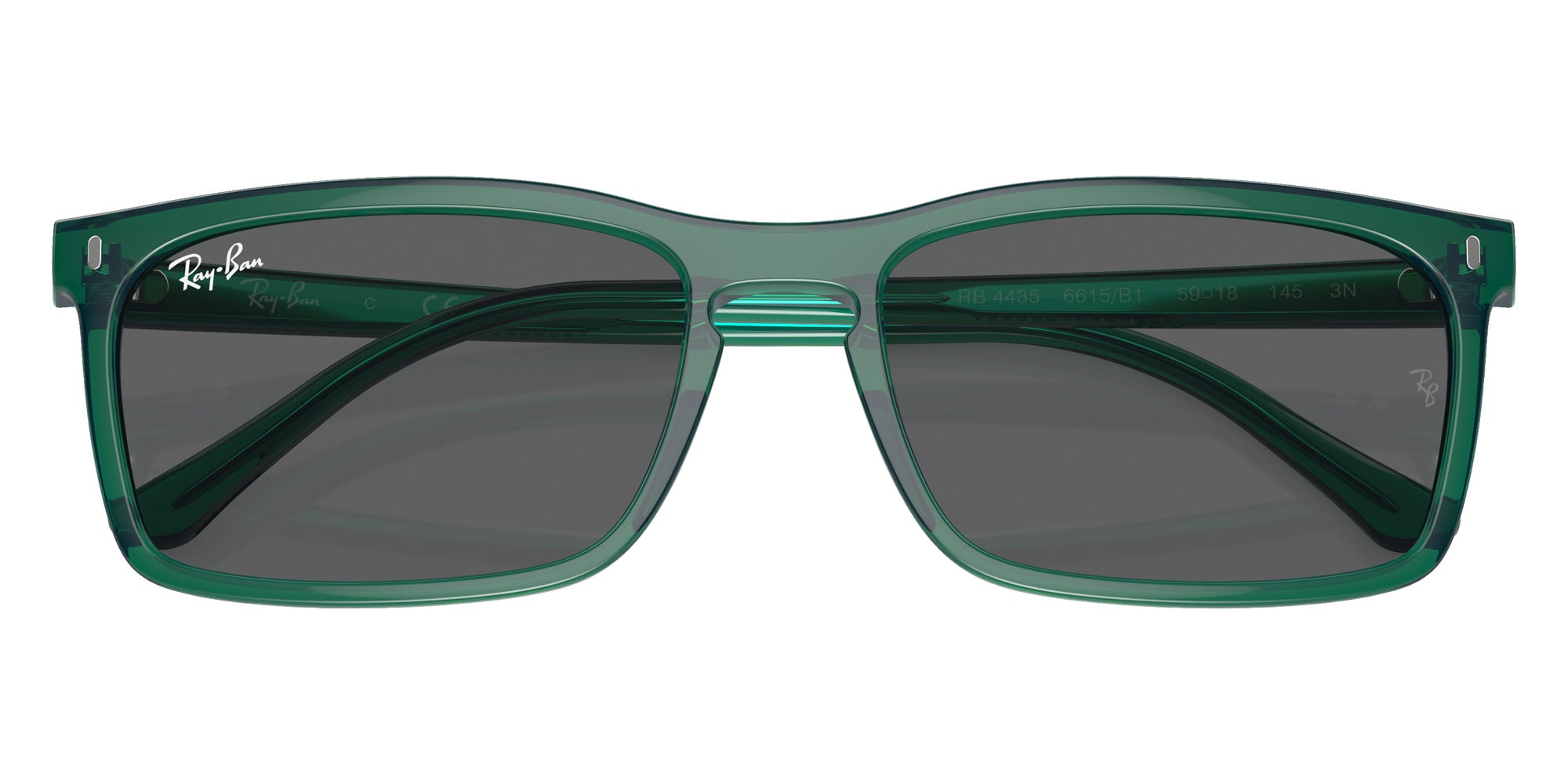 Ray-Ban® RB4435 RB4435 6615B1 59 Sunglasses - Transparent Green