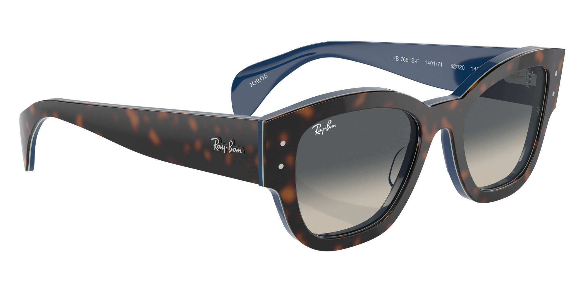 Ray-Ban® RB7681SF RB7681SF 140171 52 Sunglasses - Havana Gray On Gradient Blue