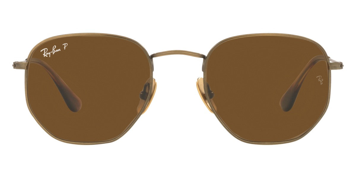 Ray-Ban® HEXAGONAL 0RB8148 RB8148 920757 54 - Demigloss Antique Gold with Polarized Brown lenses Sunglasses