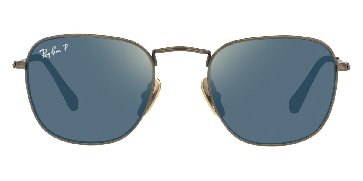 Ray-Ban® FRANK 0RB8157 RB8157 9207T0 51 - Demigloss Antique Gold with Polarized Blue Mirrored Gold lenses Sunglasses