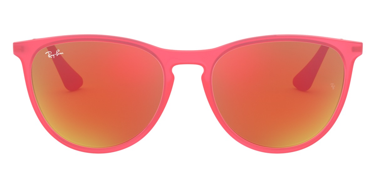 Ray-Ban® Junior Erika RJ9060Sf RJ9060SF 70096Q 52 - Fuchsia Fluorescent Transparent Rubber with Brown Mirrored Orange lenses Sunglasses