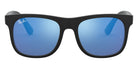 Ray-Ban® Junior Justin RJ9069S RJ9069S 702855 48 - Rubber Black with Blue Mirrored Blue lenses Sunglasses