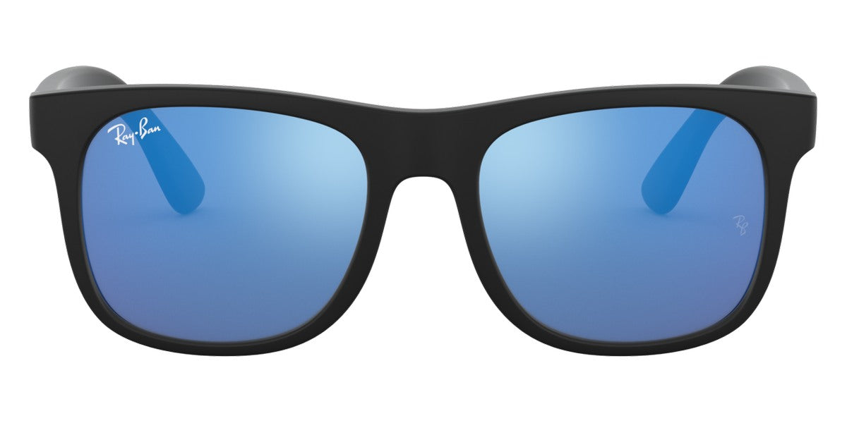 Ray-Ban® JUNIOR JUSTIN 0RJ9069S RJ9069S 702855 48 - Rubber Black with Blue Mirrored Blue lenses Sunglasses