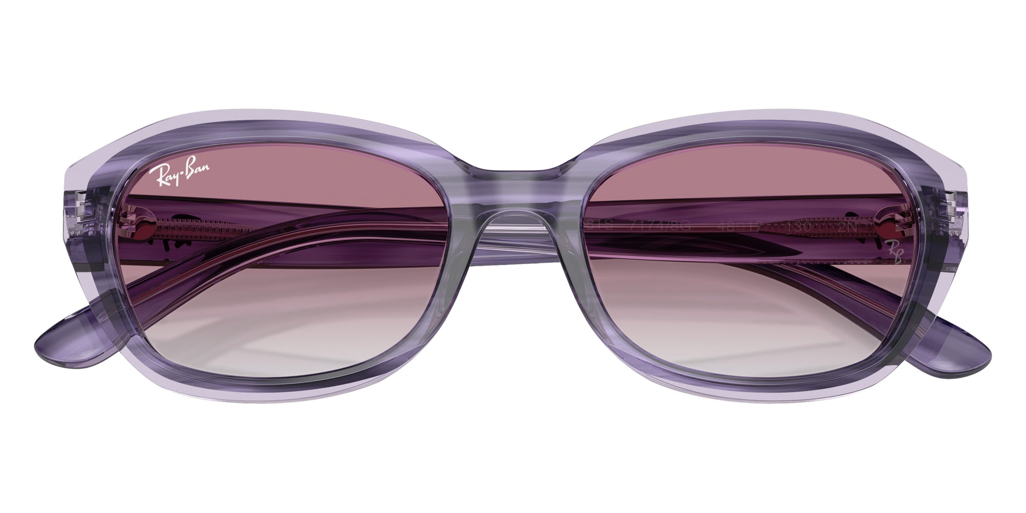 Ray-Ban® RJ9081S RJ9081S 71748G 48 Sunglasses - Striped Violet On Transparent Violet