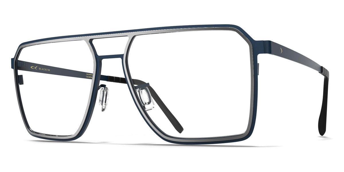 Blackfin® ROCKAWAY BLF Rockaway 1846 56 - Satin Silver/Shadow Dark Blue Eyeglasses