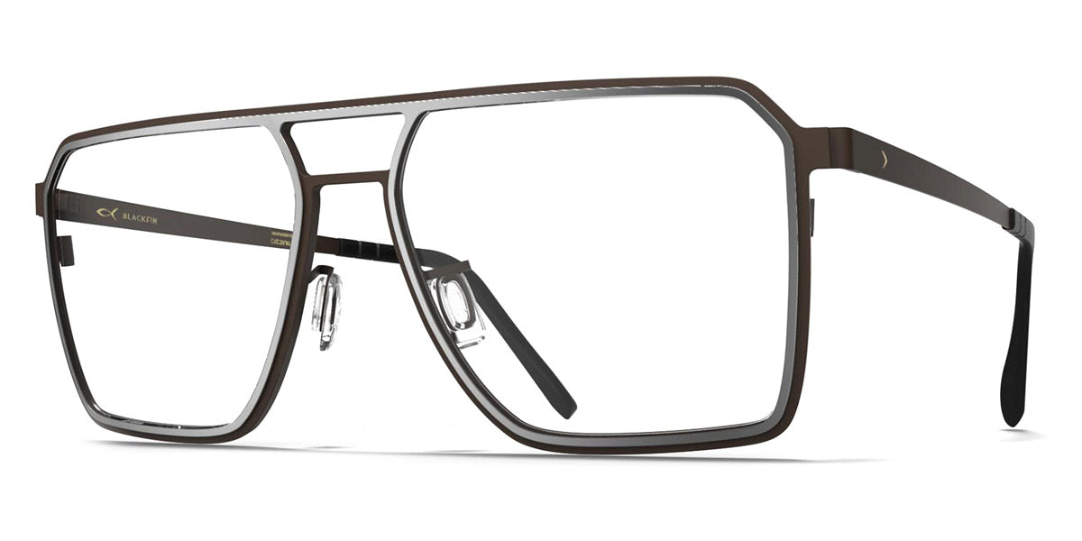 Blackfin® ROCKAWAY BLF Rockaway 1847 56 - Satin Silver/Cordovan Brown Eyeglasses
