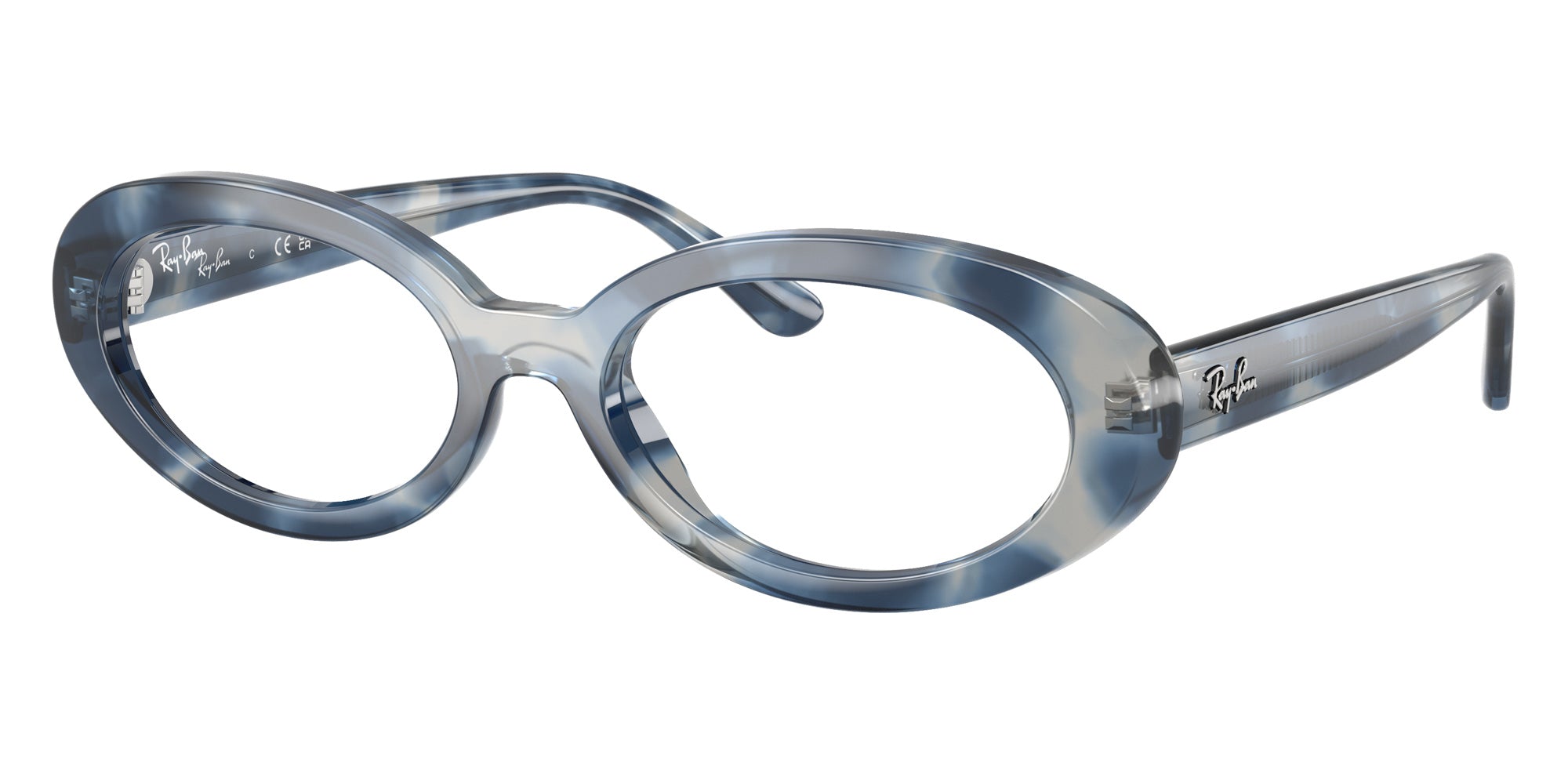 Ray-Ban® RX2223VF RX2223VF 8482 52 Eyeglasses - Opal Blue Havana
