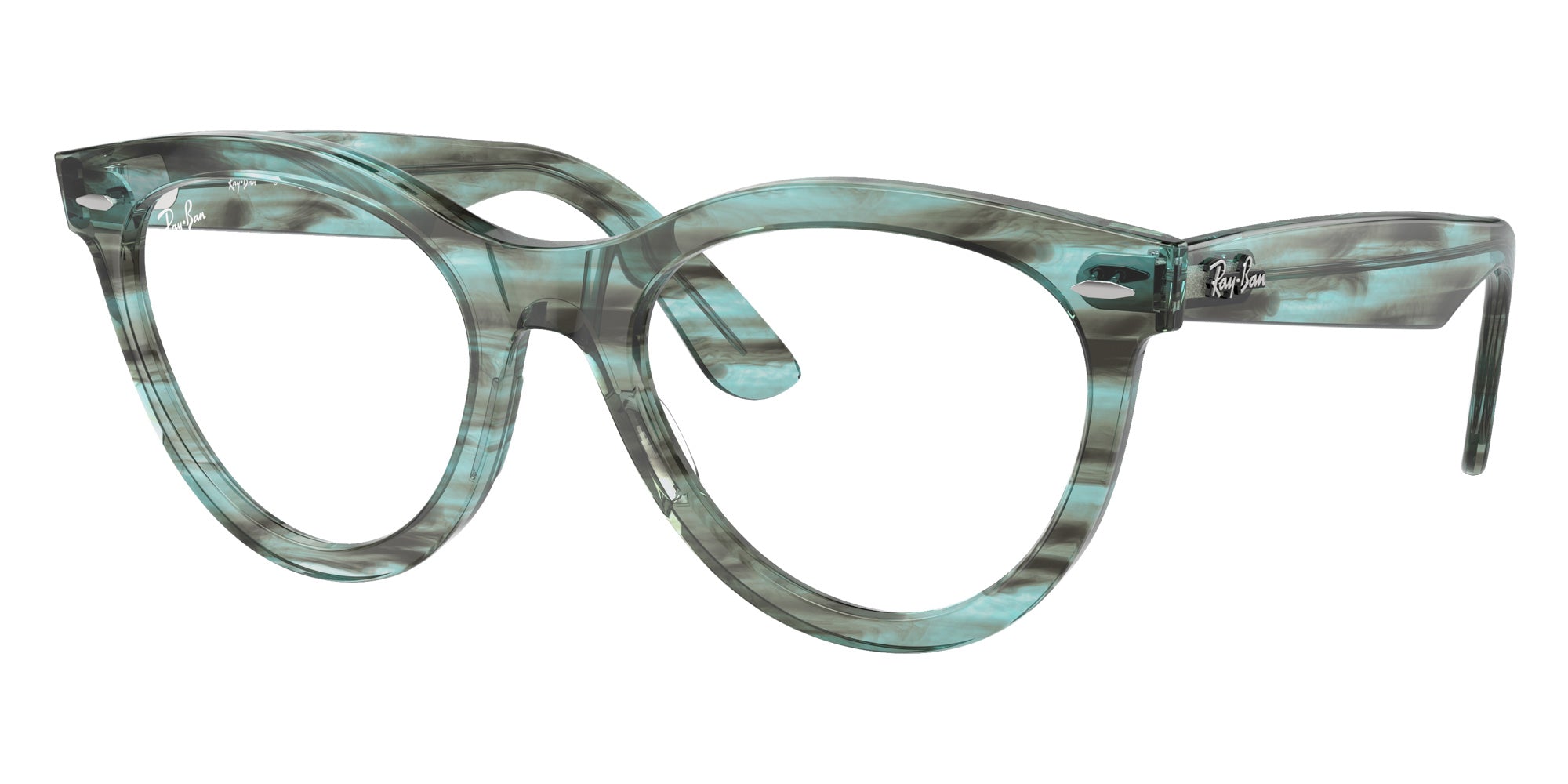Ray-Ban® RX2241V RX2241V 8362 51 Eyeglasses - Striped Transparent Green