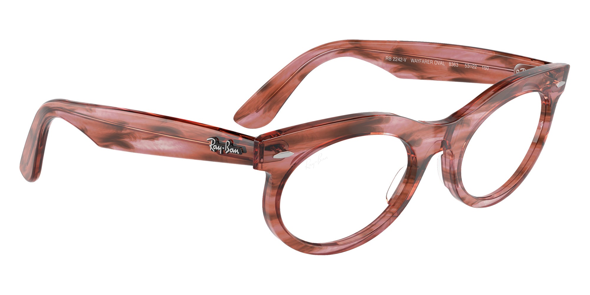 Ray-Ban® RX2242V RX2242V 8363 53 Eyeglasses - Striped Transparent Pink