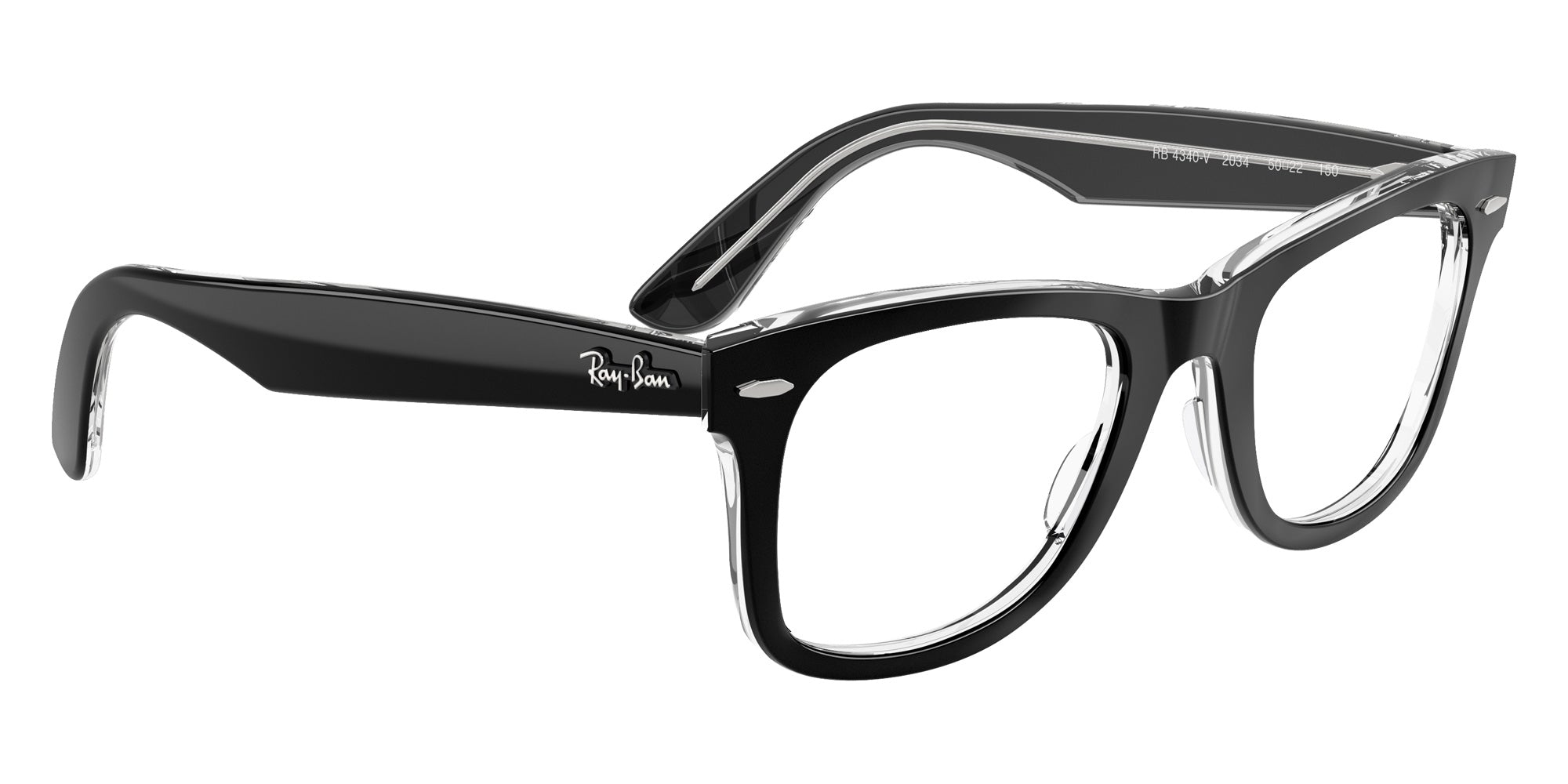 Ray-Ban® RX4340V RX4340V 2034 50 Eyeglasses - Black On Transparent