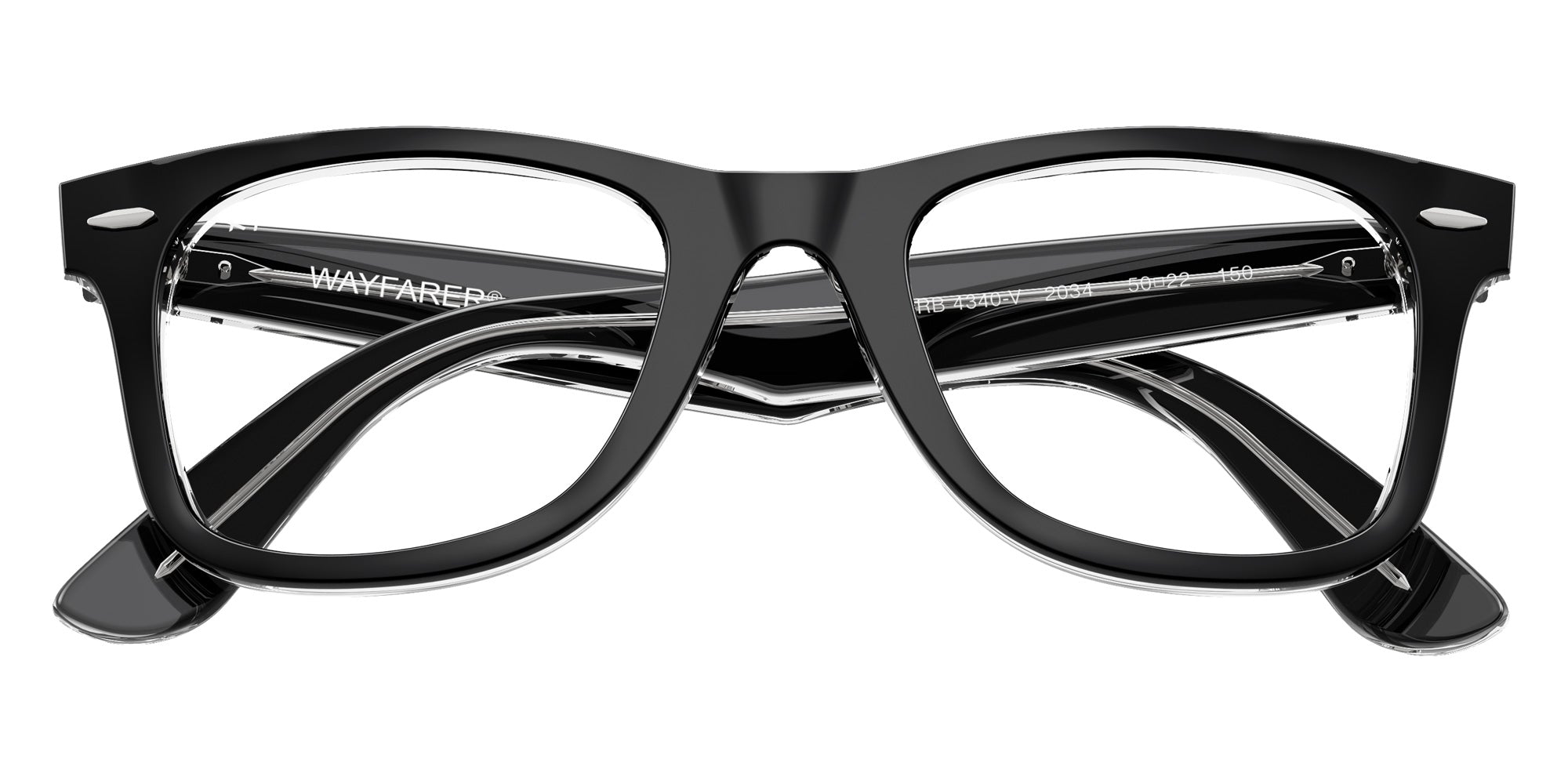 Ray-Ban® RX4340V RX4340V 2034 50 Eyeglasses - Black On Transparent