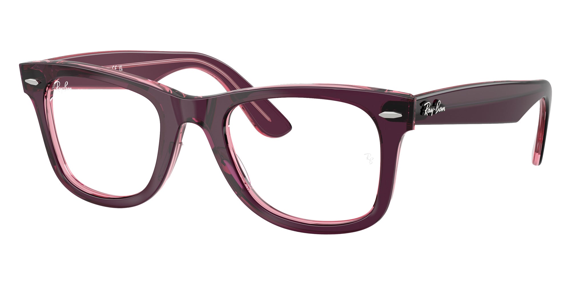 Ray-Ban® RX4340V RX4340V 8364 50 Eyeglasses - Violet On Transparent Pink