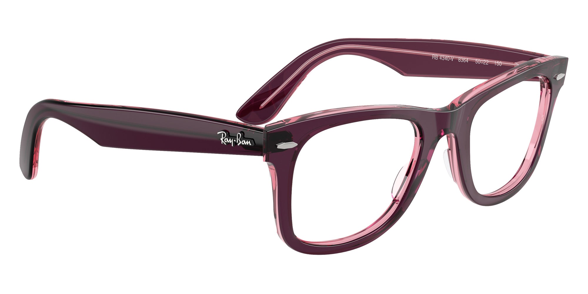 Ray-Ban® RX4340V RX4340V 8364 50 Eyeglasses - Violet On Transparent Pink