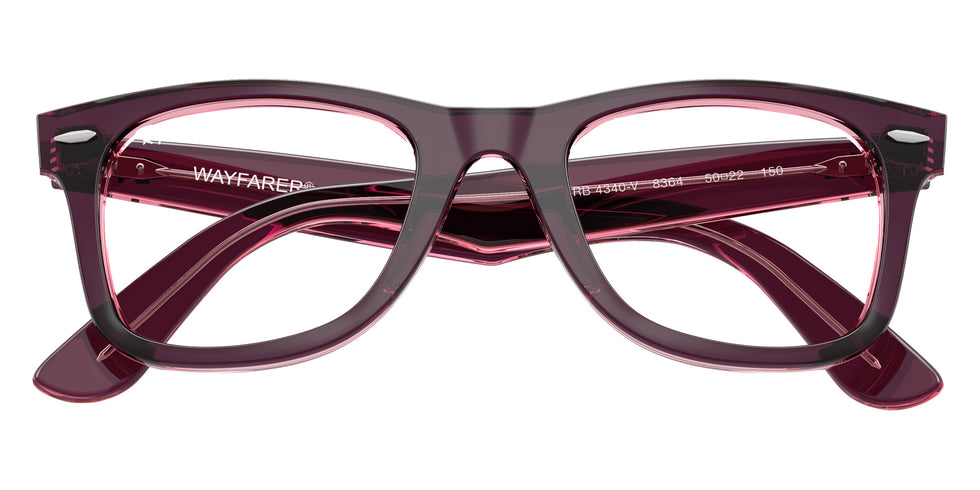 Ray-Ban® RX4340V RX4340V 8364 50 Eyeglasses - Violet On Transparent Pink
