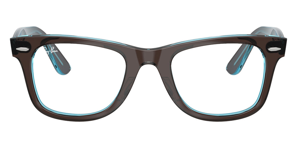 Ray-Ban® RX4340V RX4340V 8366 50 Eyeglasses - Brown On Transparent Blue