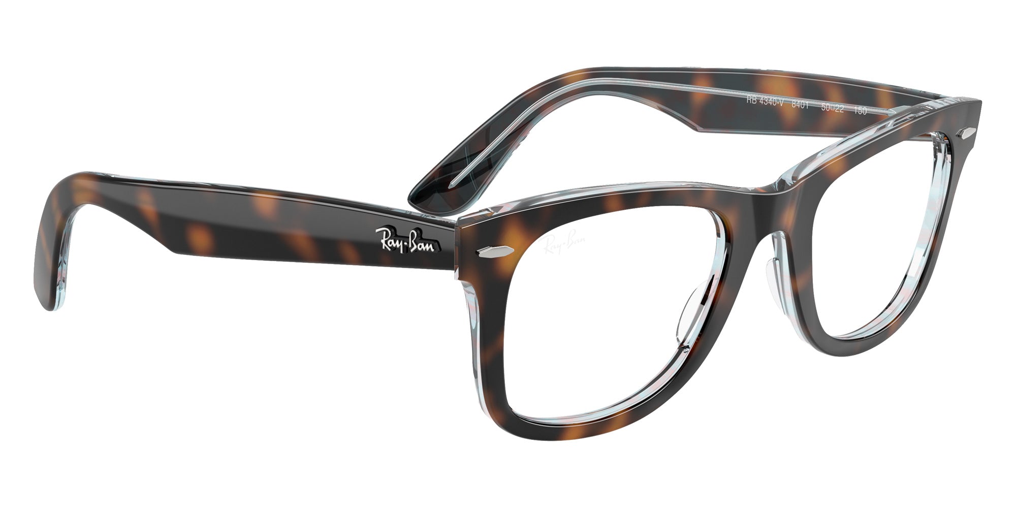 Ray-Ban® RX4340V RX4340V 8401 50 Eyeglasses - Dark Havana On Multicolor