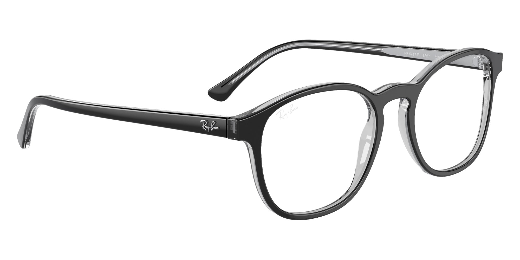 Ray-Ban® RX5417F RX5417F 8367 52 Eyeglasses - Dark Gray On Transparent Gray
