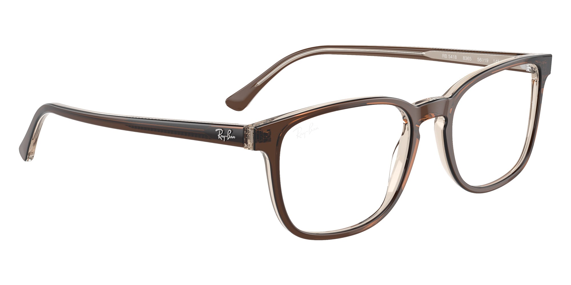 Ray-Ban® RX5418 RX5418 8365 54 Eyeglasses - Brown On Transparent Light Brown