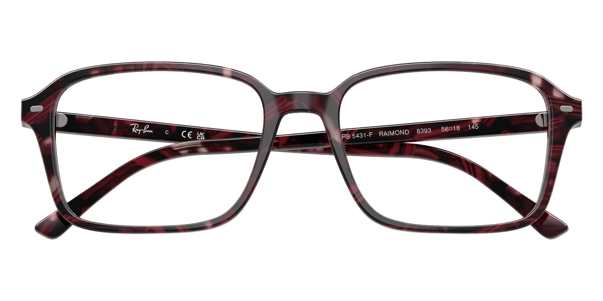 Ray-Ban® RX5431F RX5431F 8393 54 Eyeglasses - Transparent Fantasy Violet/Red