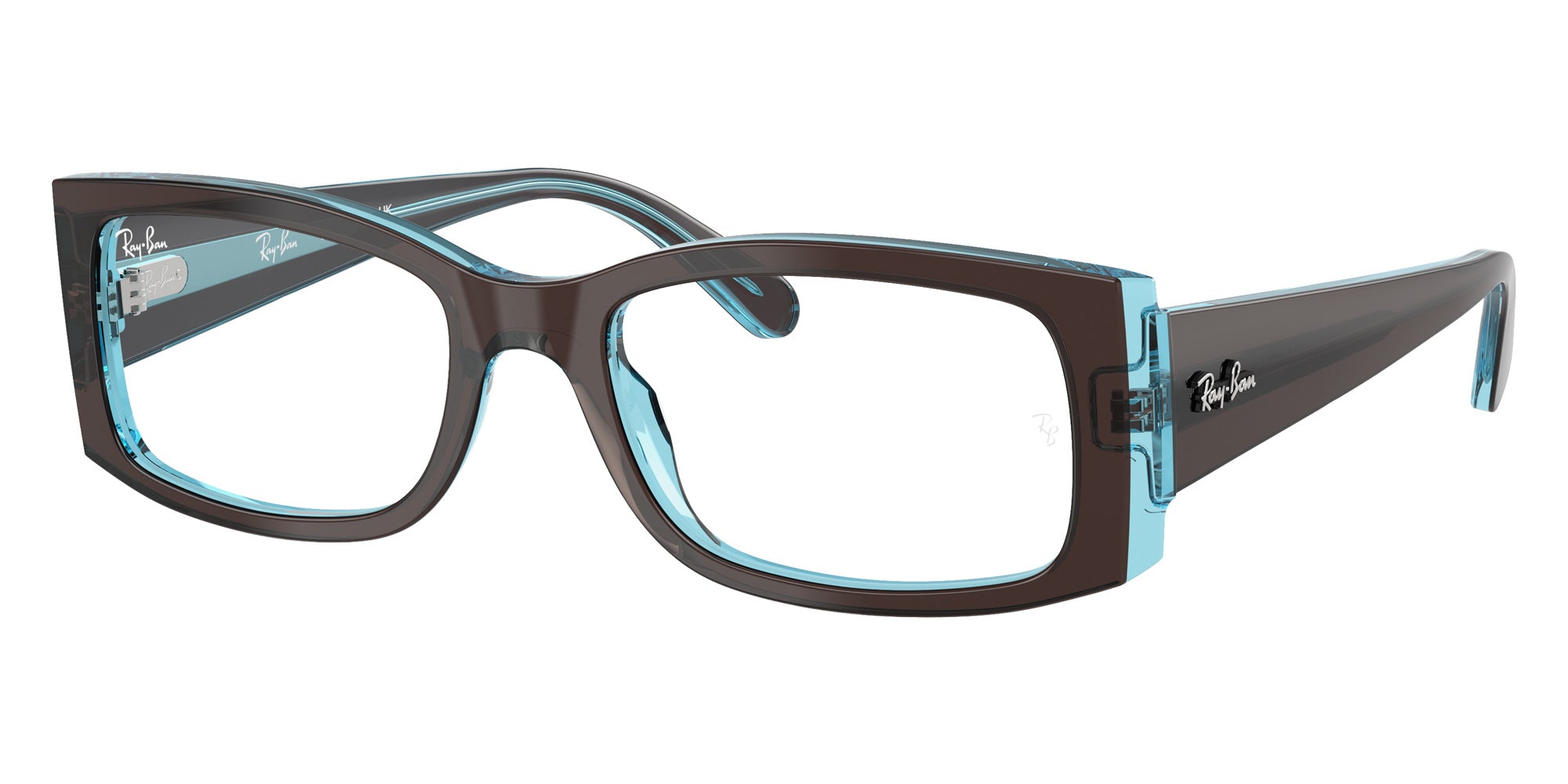 Ray-Ban® RX5434 RX5434 8366 54 Eyeglasses - Brown On Transparent Blue