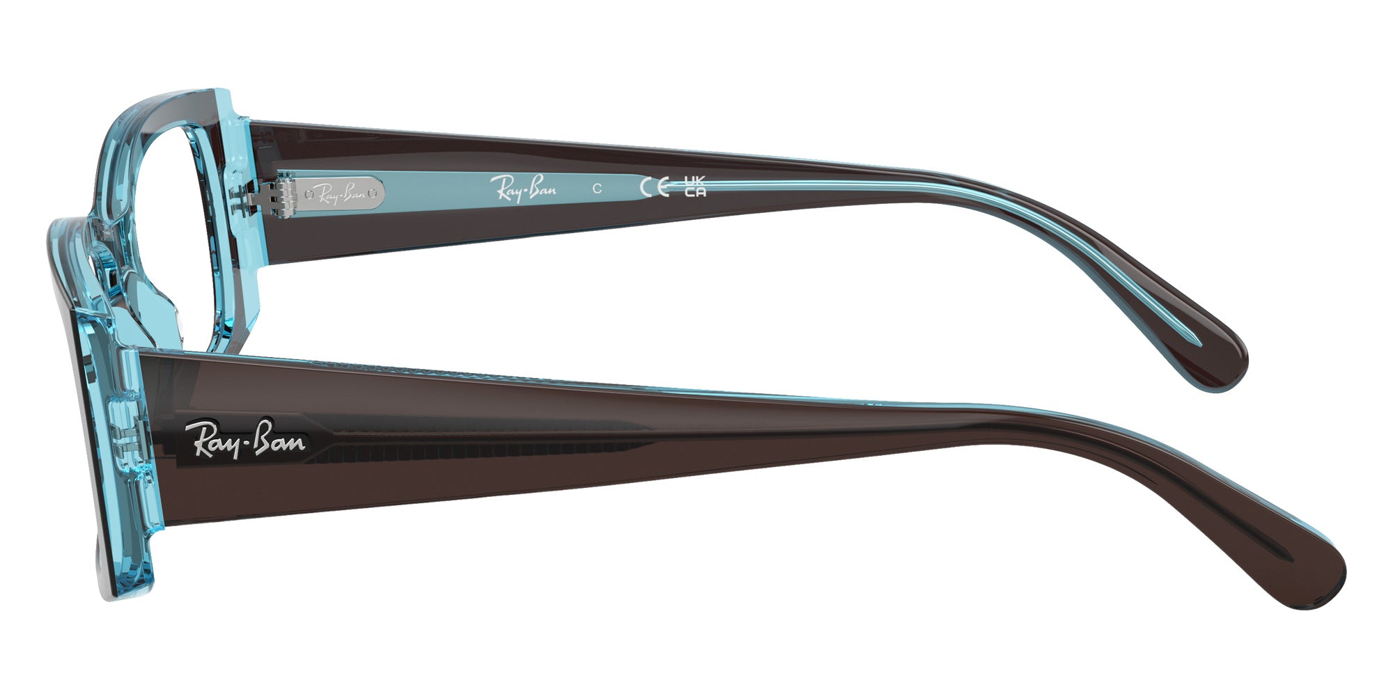 Ray-Ban® RX5434F RX5434F 8366 54 Eyeglasses - Brown On Transparent Blue