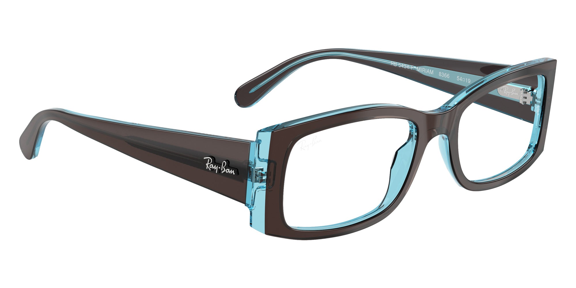 Ray-Ban® RX5434F RX5434F 8366 54 Eyeglasses - Brown On Transparent Blue