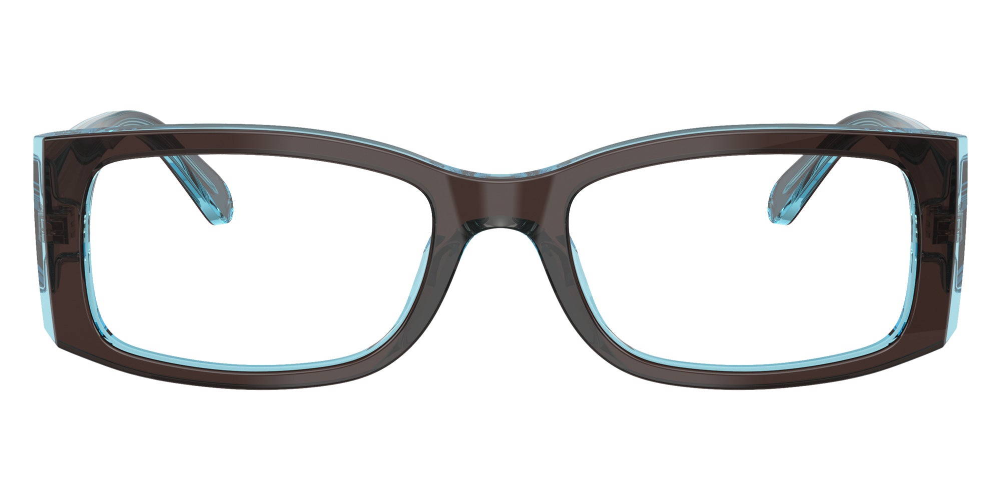 Ray-Ban® RX5434F RX5434F 8366 54 Eyeglasses - Brown On Transparent Blue