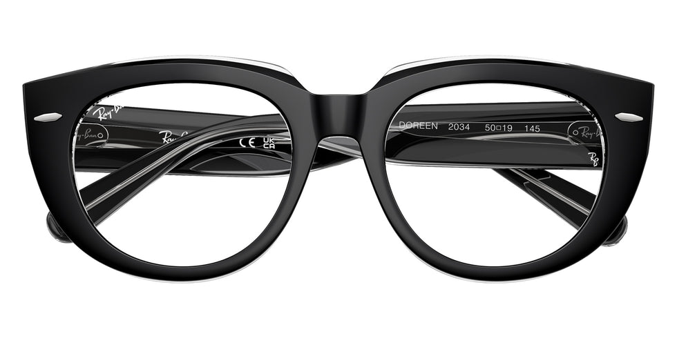 Ray-Ban® RX5586 RX5586 2034 48 Eyeglasses - Black On Transparent