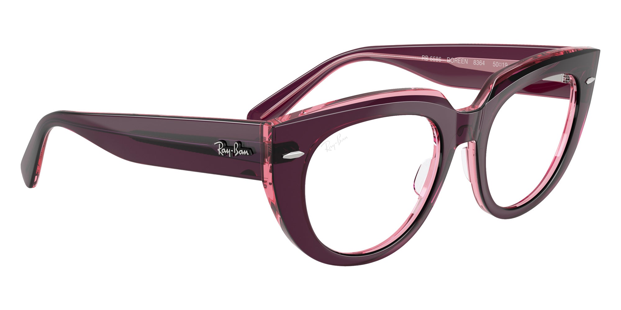 Ray-Ban® RX5586 RX5586 8364 48 Eyeglasses - Violet On Transparent Pink