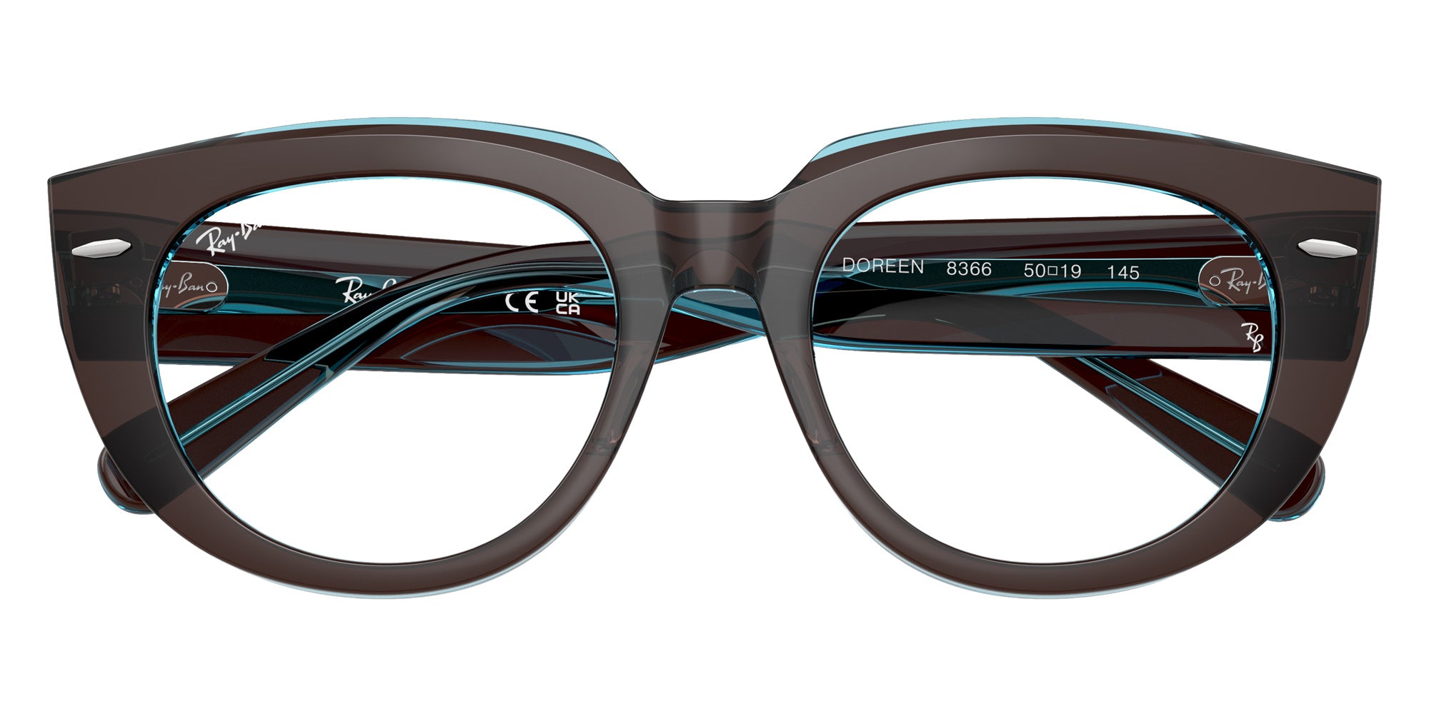 Ray-Ban® RX5586 RX5586 8366 50 Eyeglasses - Brown On Transparent Blue