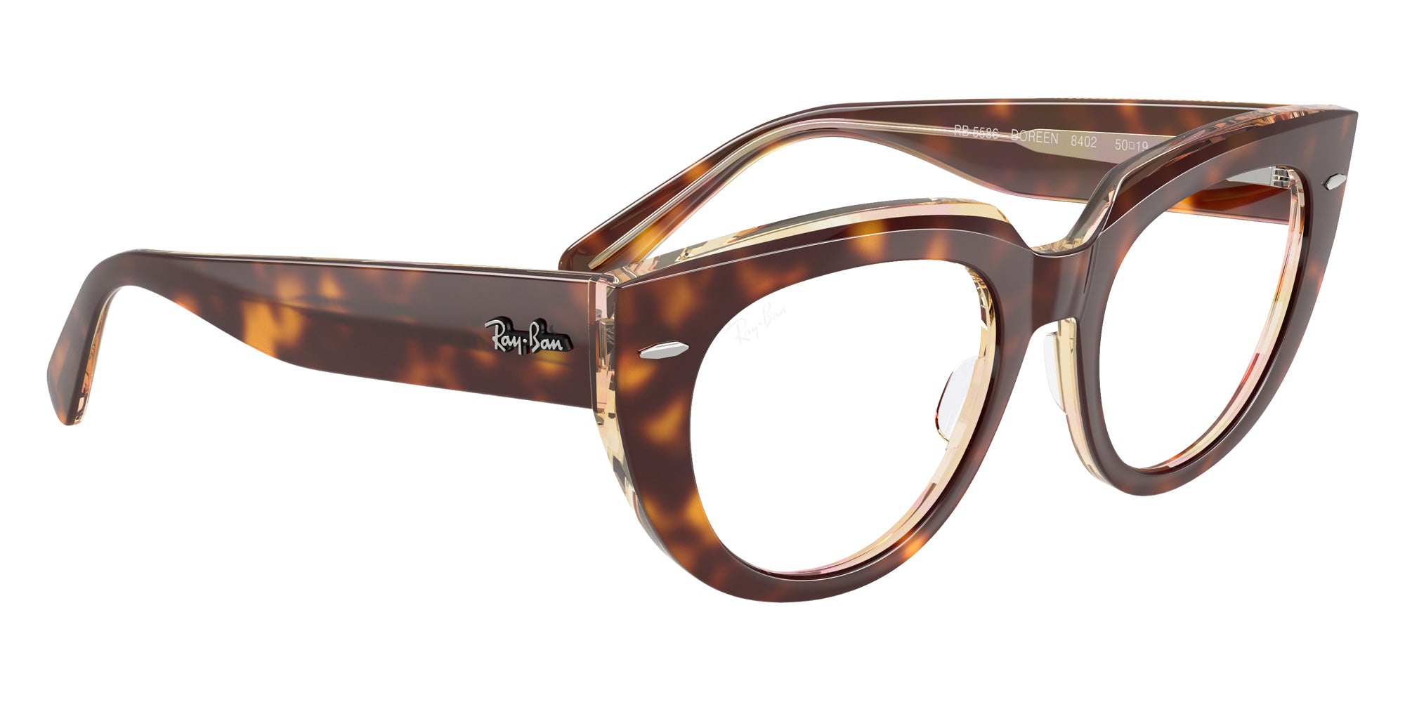 Ray-Ban® RX5586 RX5586 8402 50 Eyeglasses - Light Havana On Multicolor